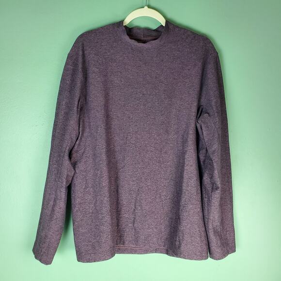 Lululemon Mens Rulu Mock Neck Long Sleeve Size Large Heathered Arctic Plum - Picture 1 of 4